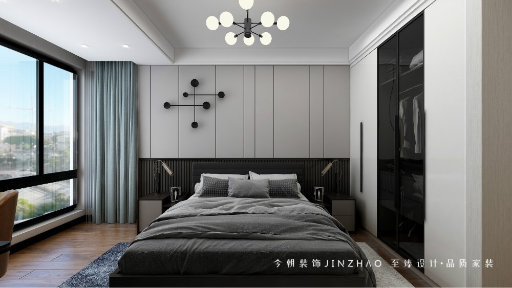 融創(chuàng)中心現(xiàn)代簡約風格主臥裝修效果圖